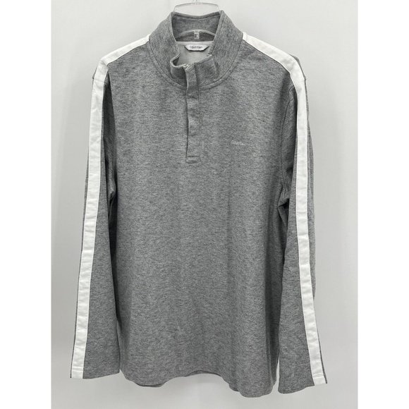 Calvin Klein Other - Calvin Klein Mens 1/4 Zip Pullover,‎ Covered Zipper, Gray White Henley Long XL